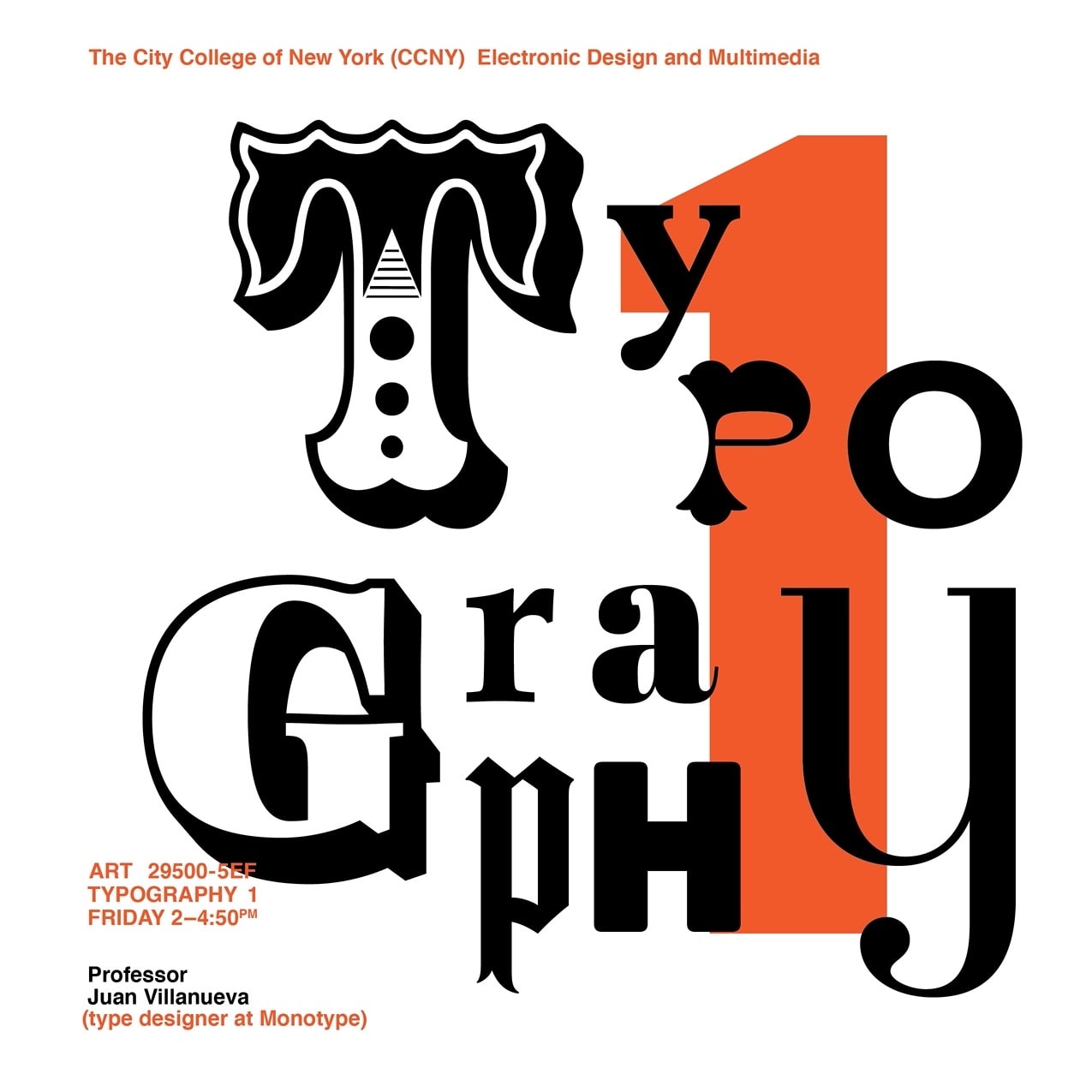 typography course poster with playful type