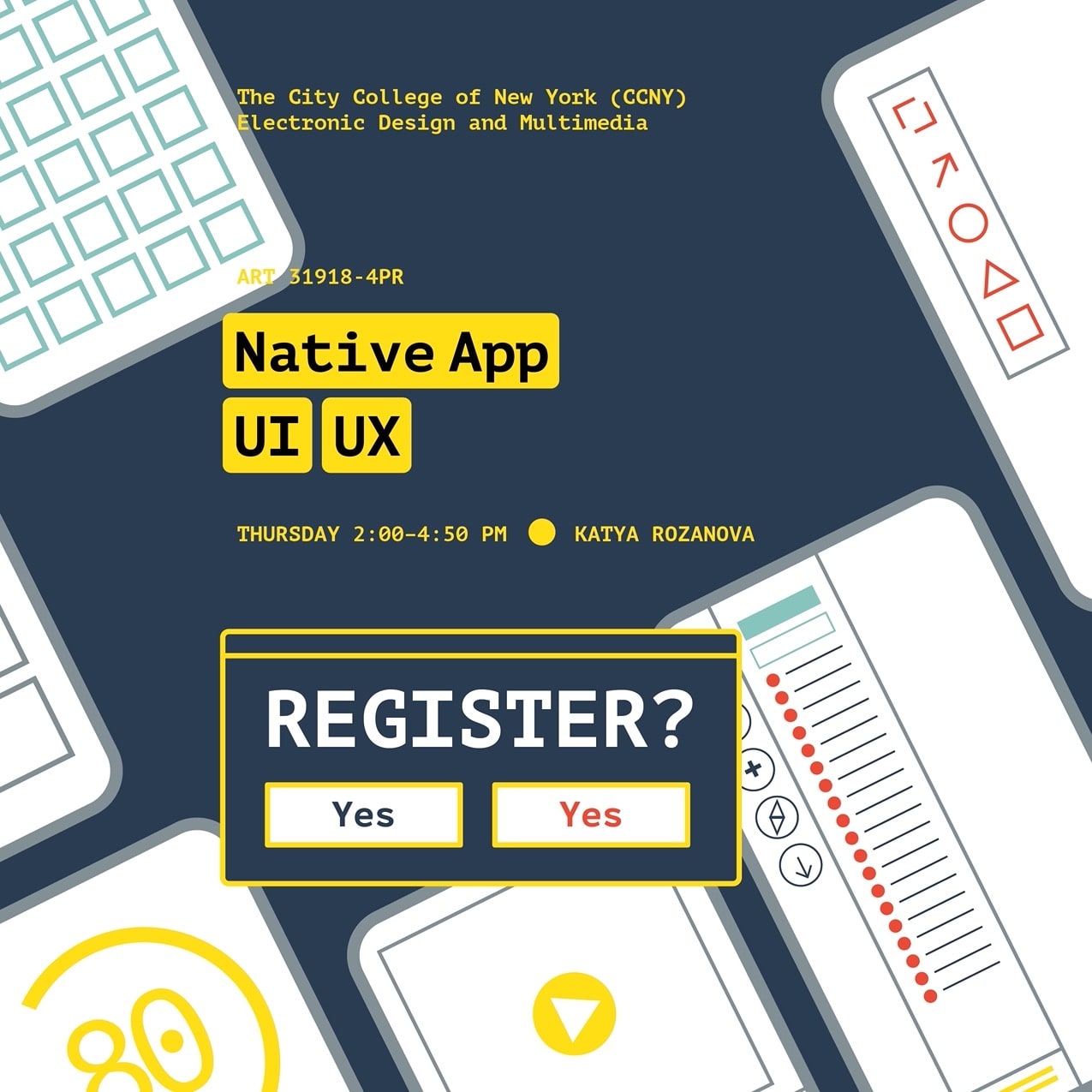 ux course poster with mock interfaces